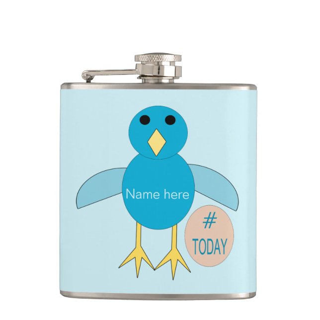 Petaca Personalizado Blue Birthday Boy Chick Hip Flask (Anverso)
