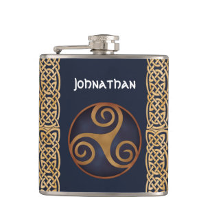 Petaca Personalizado Celtic Triskelion (Azul)