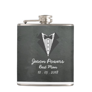 Petaca Personalizado Chalkboard Tux Best Man Groomsman