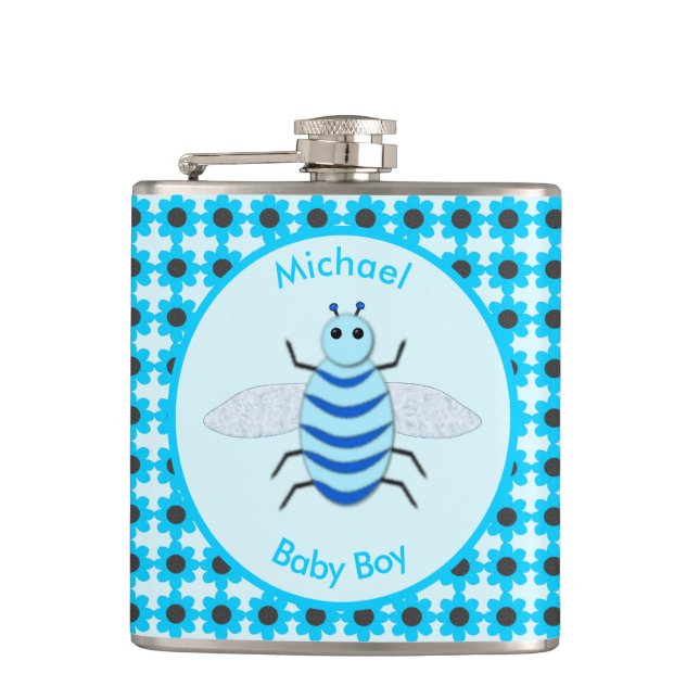 Petaca Personalizado de Abeja de Niño Azul (Anverso)
