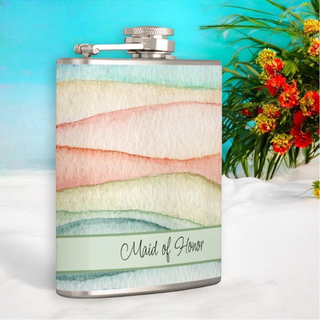 Petaca Personalizado de la doncella de honor (angle view of template flask)