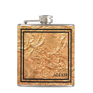 Petaca Personalizado de oro negro elegante