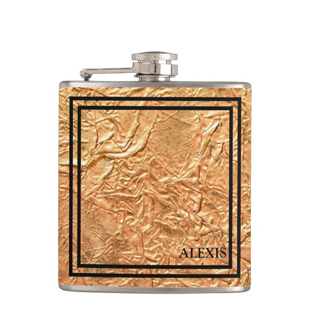 Petaca Personalizado de oro negro elegante (Anverso)