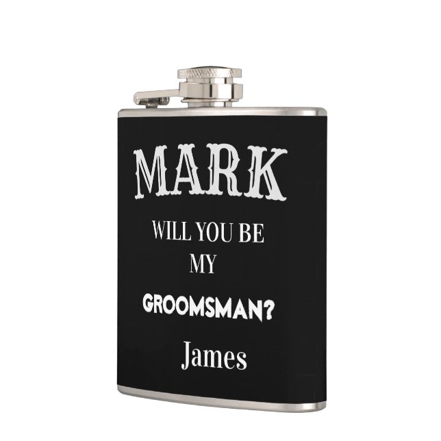 Petaca Personalizado de propuesta de Groomsman negro y bl (Izquierda)