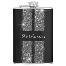 Personalizado de rayas de Purpurina plateado perso