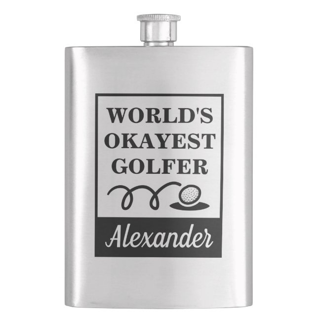 Petaca Personalizado de regalos de golf de Okayest Golfer (Anverso)