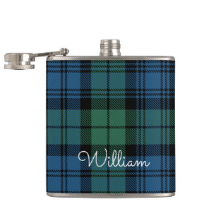 Petaca Personalizado el cumpleaños de Plaid Green Tartan