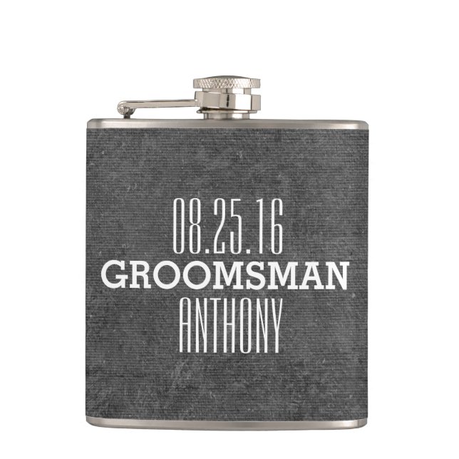 Petaca Personalizado Estilo Vintage Boda Groomsman Flask (Anverso)
