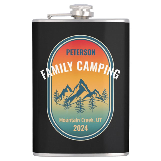 Petaca Personalizado Familia Camping Vintage Sunset Adven (Anverso)