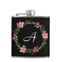 Personalizado floral negro frasco monograma