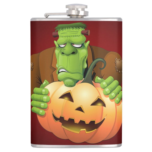 Petaca Personalizado Frankenstein con Calabaza (Anverso)