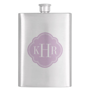 Petaca Personalizado Lilac Purple Quatrefoil Monograma