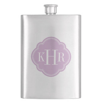 Petaca Personalizado Lilac Purple Quatrefoil Monograma