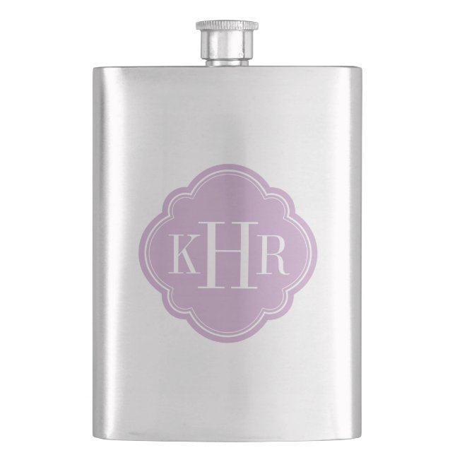 Petaca Personalizado Lilac Purple Quatrefoil Monograma (Anverso)