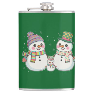 Petaca Personalizado lindo familia Snowman vacaciones de 