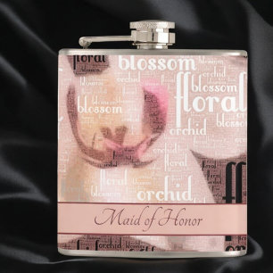 Petaca Personalizado Maid of Honor Rosa Gold Orquídea