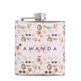 Petaca Personalizado Monograma Coquette Cute chica Rosa F