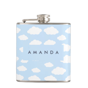 Petaca Personalizado Monograma Cute Girly Blue Cloud Rega