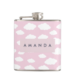 Petaca Personalizado Monograma Cute Girly Pink Cloud Gift