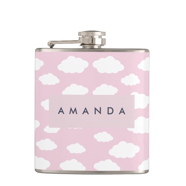 Petaca Personalizado Monograma Cute Girly Pink Cloud Gift (Anverso)
