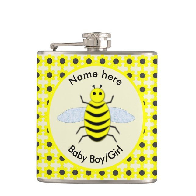 Petaca Personalizado Neutral de Abeja Amarilla Cute Géner (Anverso)