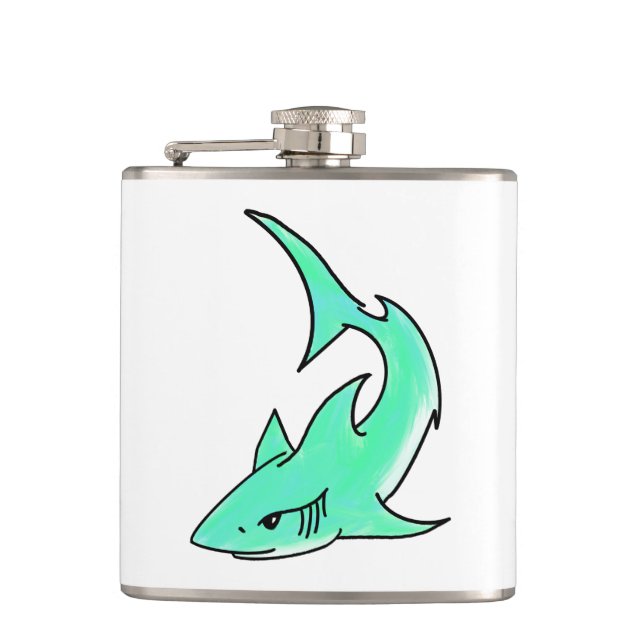 Petaca personalizado sonriente menta de tiburón azul verd (Anverso)