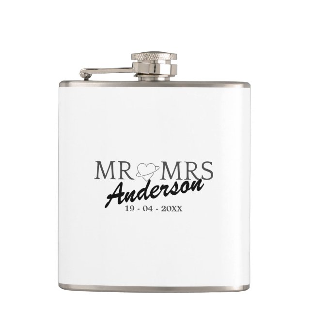 Petaca Personalizado Sr. y Sra. Boda Regalo familiar (Anverso)