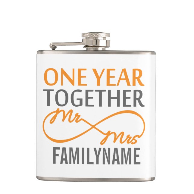 Petaca Personalizado Sr. y Sra. Flask del primer aniversa (Anverso)