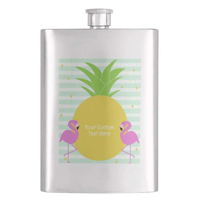 Petaca Personalizado Texto Piña Flamingos (Anverso)
