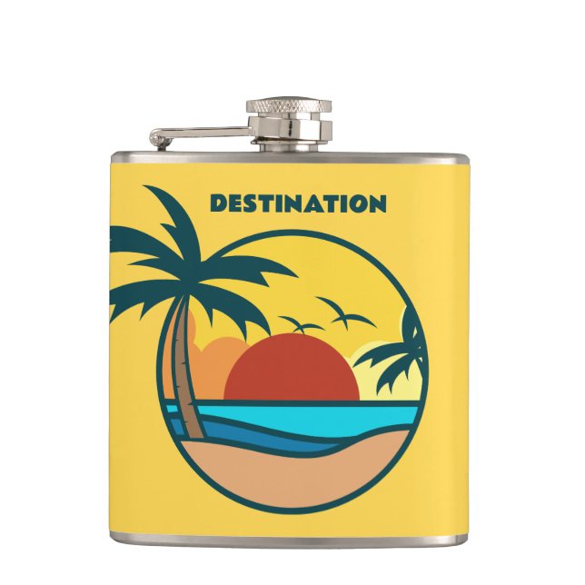 Petaca Personalizado Textos Playa Tropical Atardecer (Anverso)