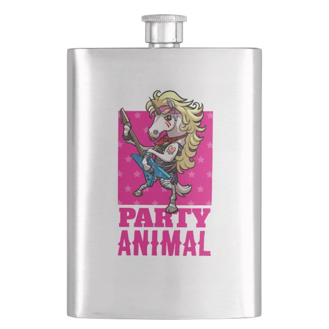 Petaca Personalizado unicornio de roca Glam Rock Metaliza (Anverso)