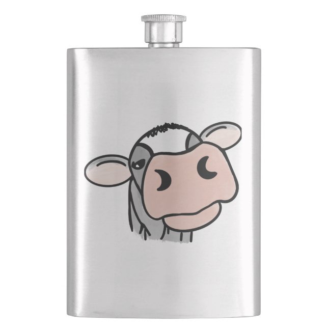 Petaca personalizado vaca lechera blanco negro rosa besar (Anverso)
