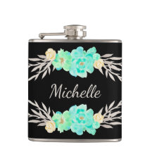 Personalizado verde azulado y plateado Monograma