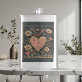 Petaca Personalizados Sr y Sra Recién Casados Vintage Flo