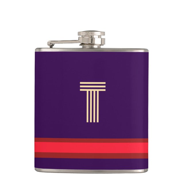 Petaca Personalizar con tu púrpura inicial + banda roja (Anverso)