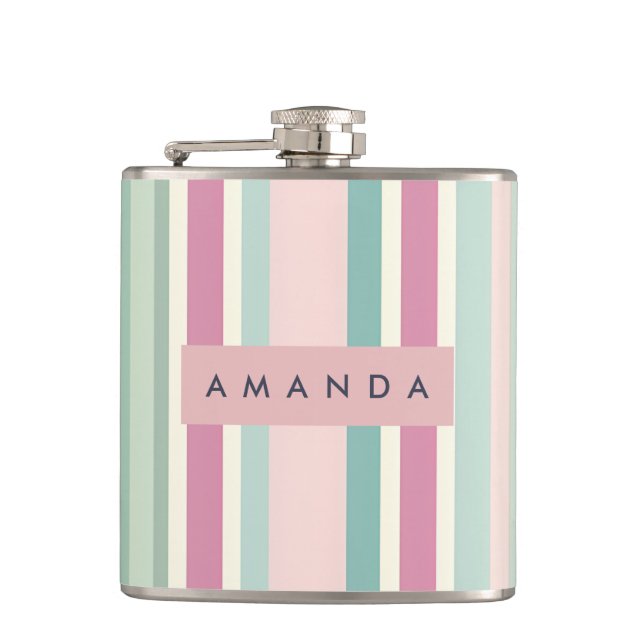 Petaca Personalized Blush Mint Pastel Stripes (Anverso)