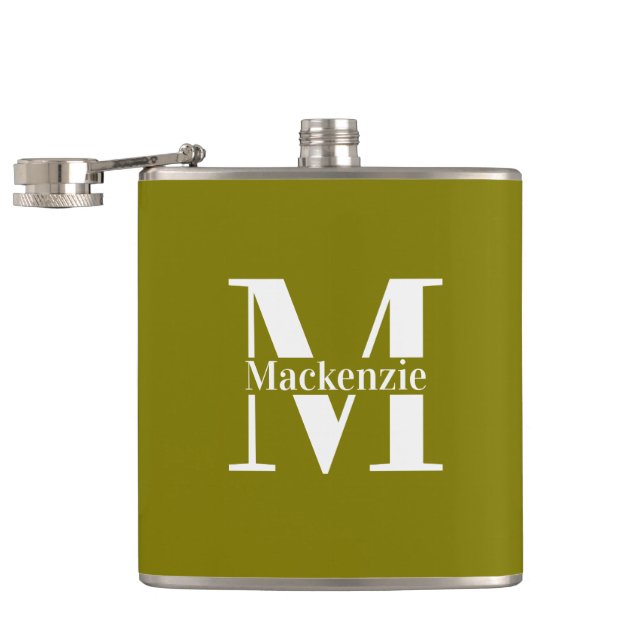 Petaca Personalized Custom Made Monogrammed Green (Abierto)