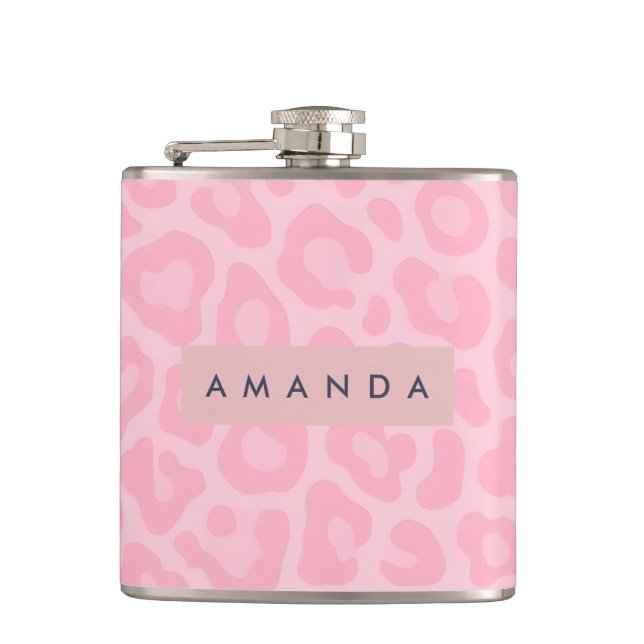 Petaca Personalized Soft Pink Leopard Print (Anverso)