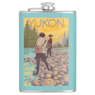 Petaca Pesca con mosca de las mujeres - el Yukón, Alaska