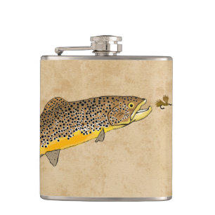 Petaca Pesca de trucha marrón