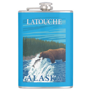 Petaca Pesca del oso en el río - Latouche, Alaska