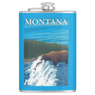 Petaca Pesca del oso en el río - Montana