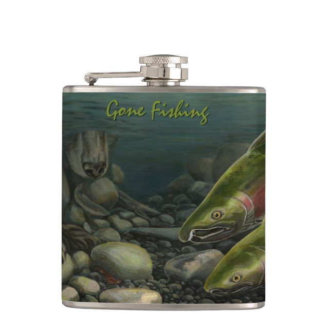 Petaca Pesca Personalizado Flask pescadores Salmon Drink  (Anverso)