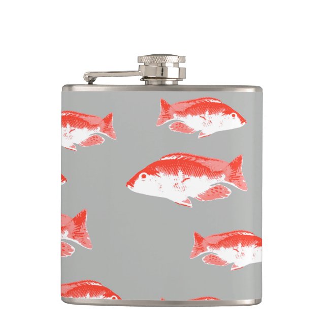 Petaca Pescado rojo y gris (Anverso)
