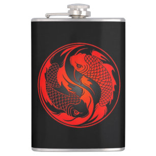 Petaca Pescados rojos y negros de Yin Yang Koi