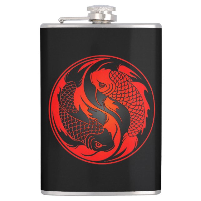 Petaca Pescados rojos y negros de Yin Yang Koi (Anverso)