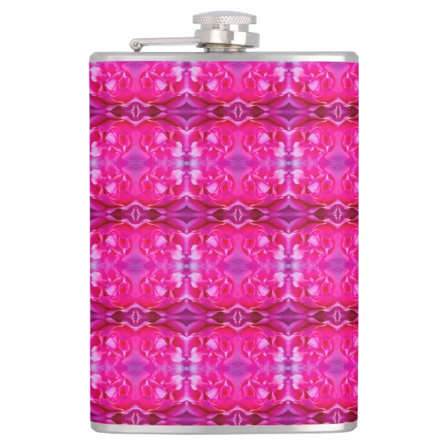 Petaca Pétalos de rosa rosado vibrante patrón floral de t (Anverso)