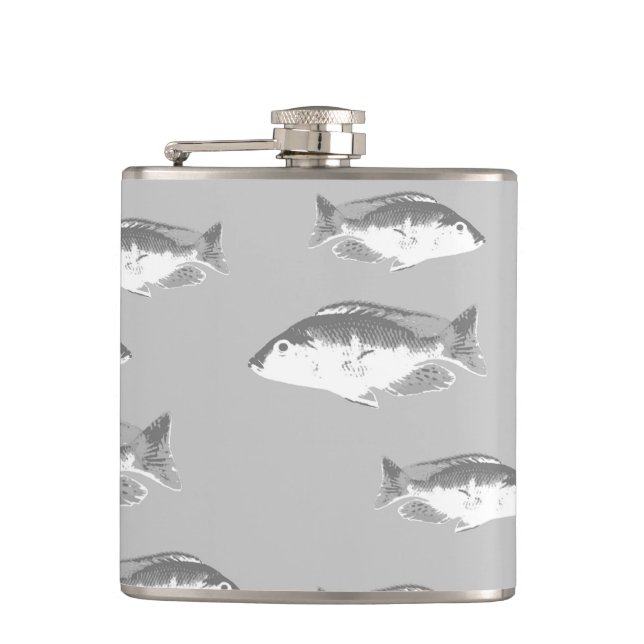 Petaca Pez gris monocromo (Anverso)