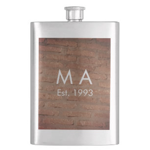 Petaca Piedra de ladrillo rústico marrón añadir nombre fe