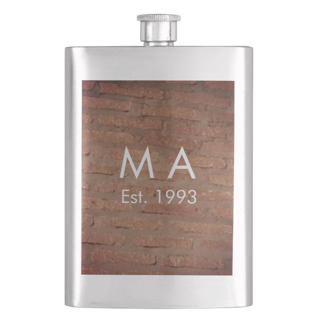 Petaca Piedra de ladrillo rústico marrón añadir nombre fe (Anverso)